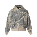 Printed Branches Camouflage Hooded Cardigan Sweater Coat Camouflage Green