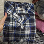 Warm Cloth Flannel Pajama Suit Big blue stripe