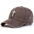 Embroidered Cross Casual Versatile Sun Hat Brown Adjustable