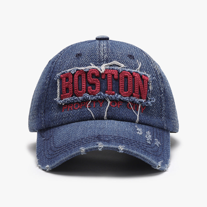 Three-dimensional Embroidery Men's Soft Peaked Cap Outdoor Blue Adjustable
