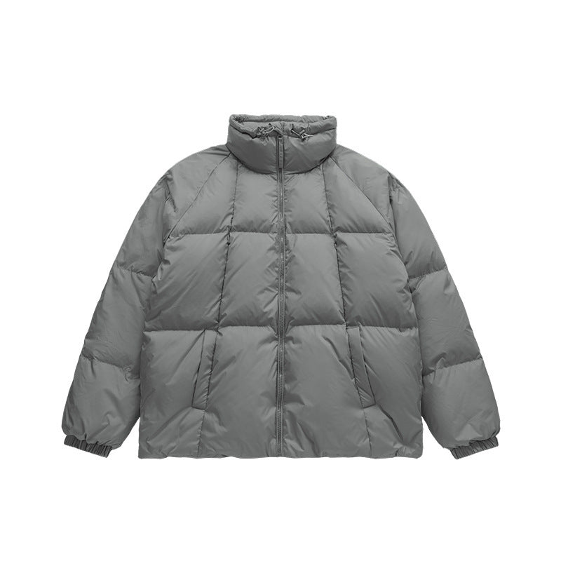 Fashion Men's Solid Color Turtleneck Down Jacket Gray