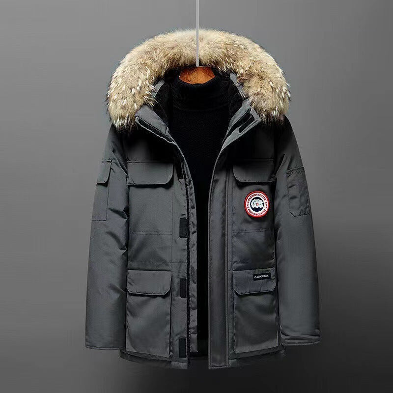 Winter Men's Mid-length Couple Outdoor Gray