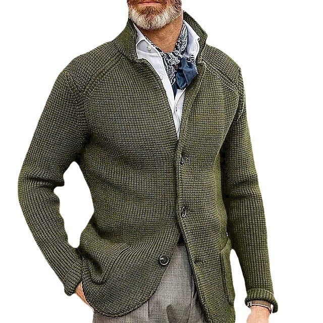 Long-sleeved Knitted Cardigan Stand Collar Sweater