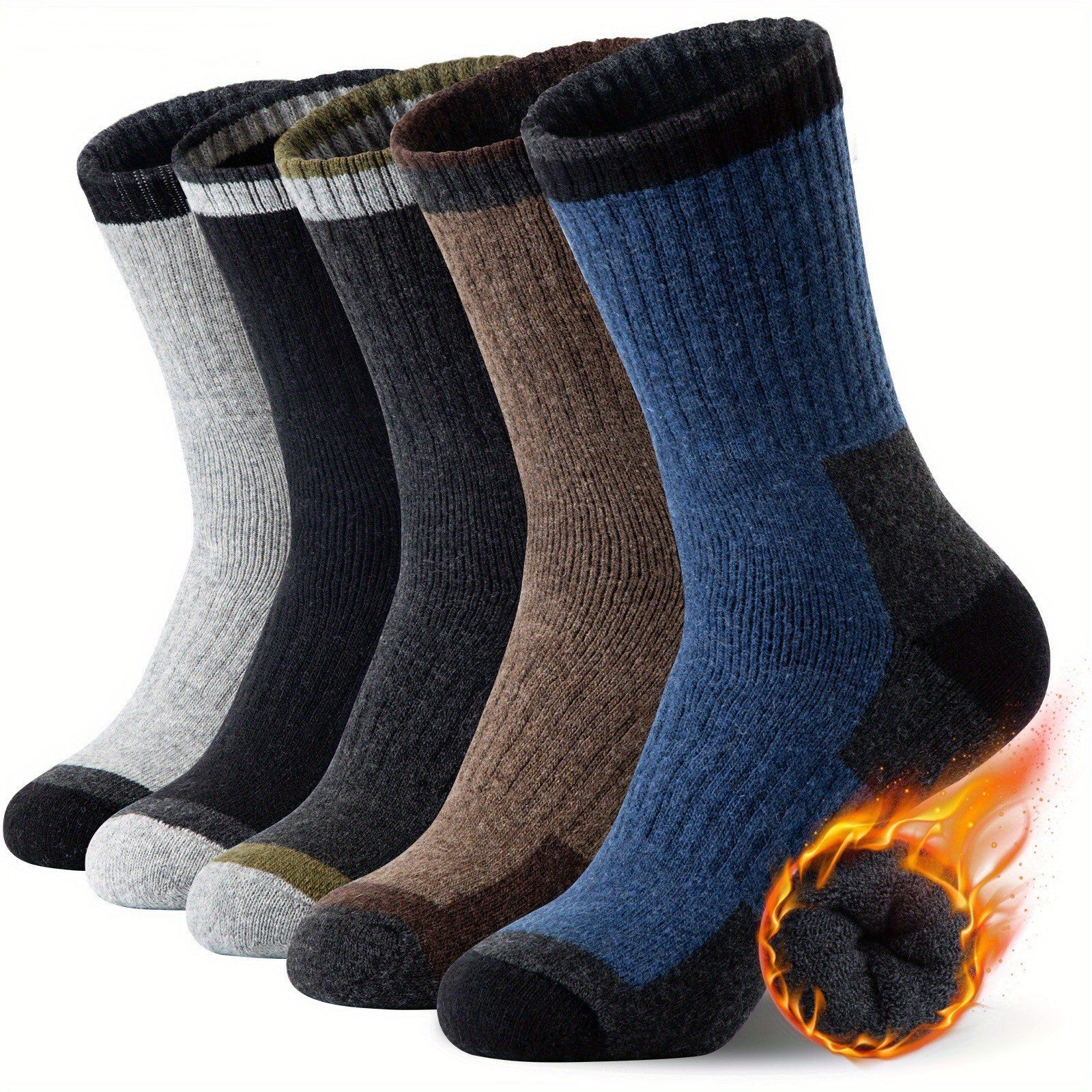 Men Fleece Lined Padded Warm Keeping Terry-loop Hosiery Wool Socks