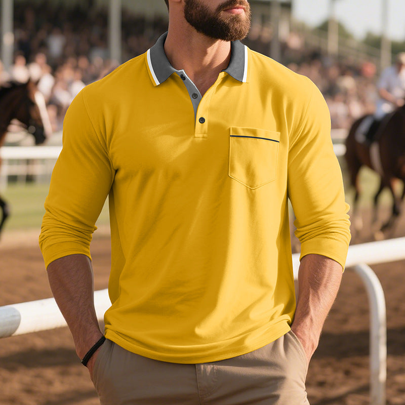 Long-sleeved Men's Polo Shirt Yellow