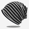 Big Head Circumference Trendy Men Pure Cotton Breathable Pullover Hat Black Stripe Free Size Flexible