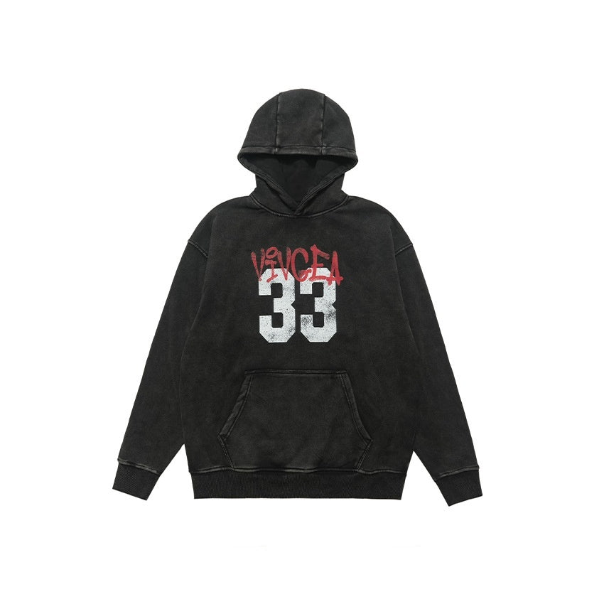 Old Hooded Fleece Lined Sweater Washing Black