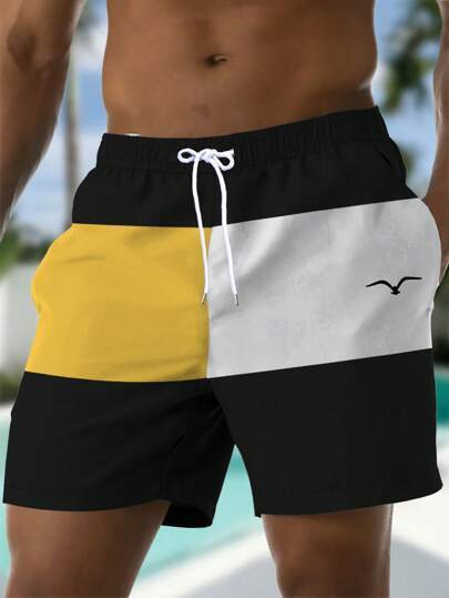 Waist Diagonal Pocket Casual Pants Yellow And White