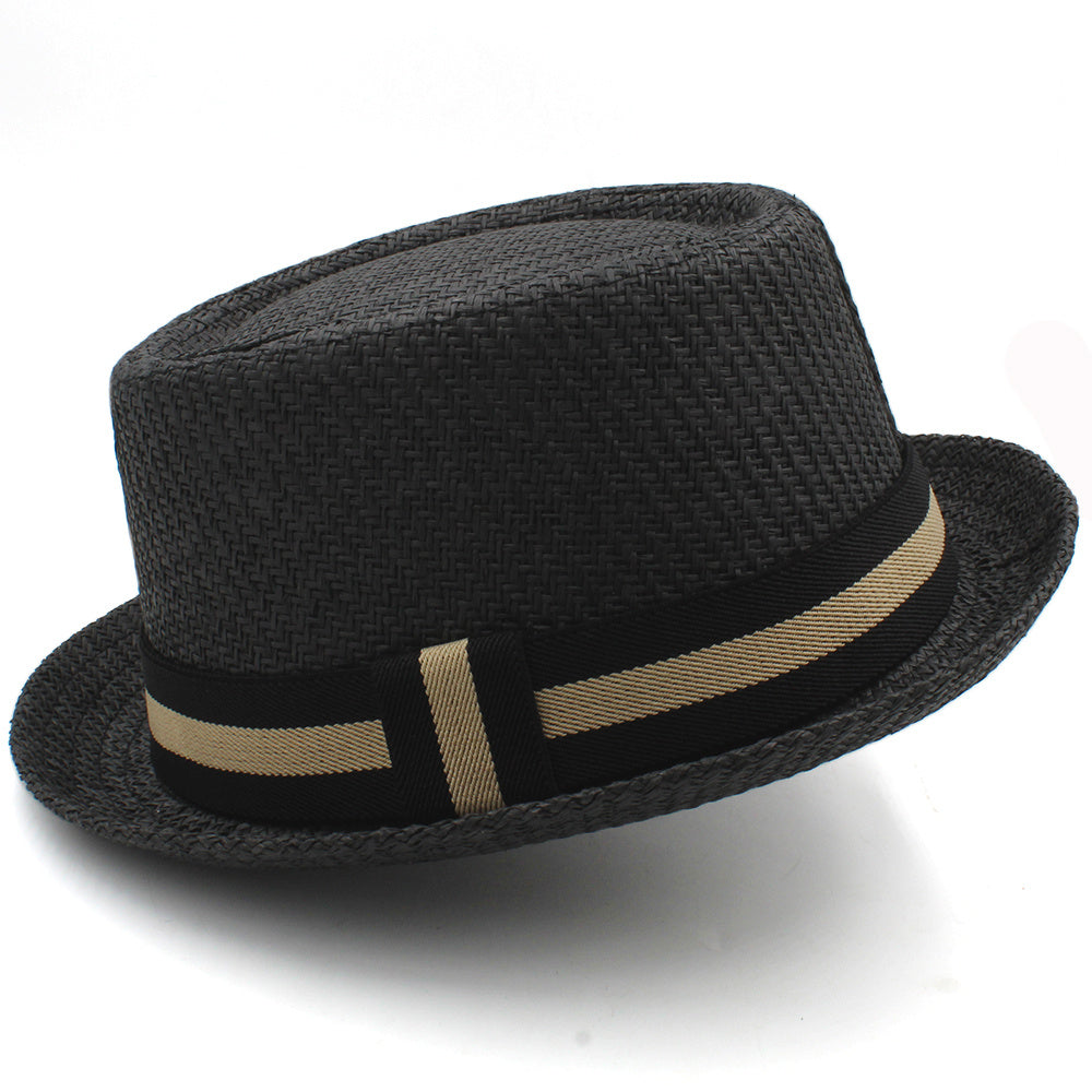 Retro Unisex Sun Shade Straw Hat Black M