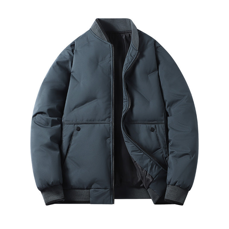 Cotton-padded Coat Thickened Couple Loose Down Jacket Haze Blue S2211