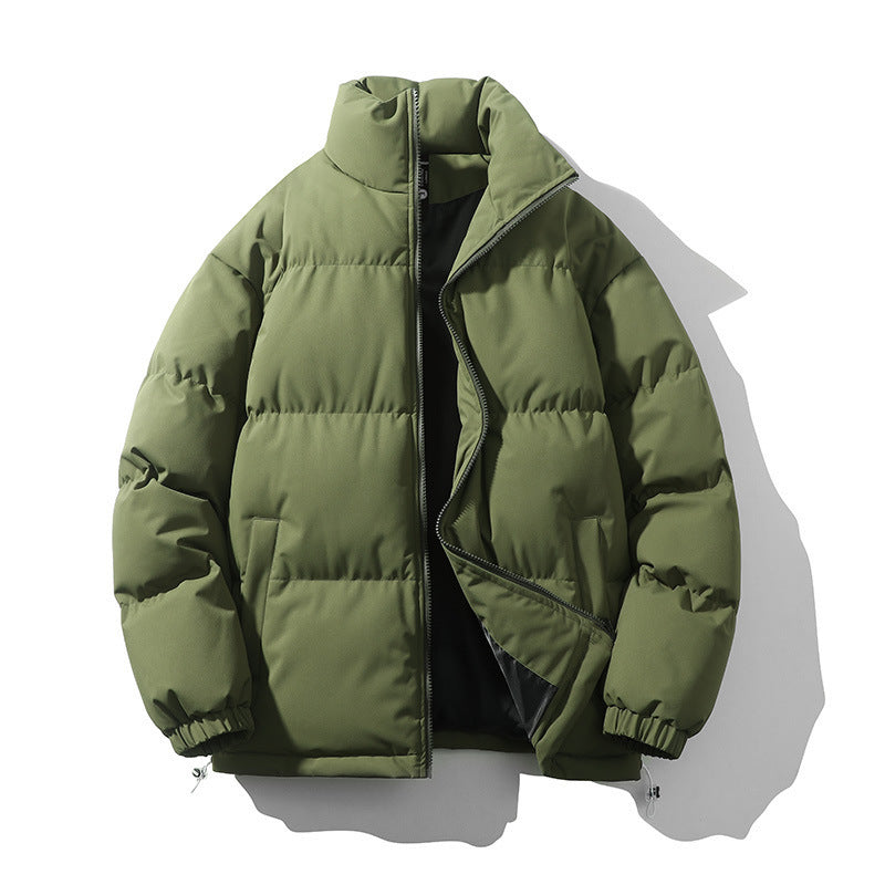 Men's Stand Collar Loose And Warm Down Coat Army Green