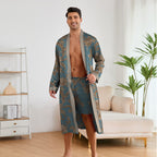 Printing Robes Long Sleeve Shorts Suit
