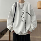 Cat Round Neck Long Sleeve Sweater