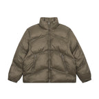 Metal Label Profile Bread Solid Color Stand Collar Velvet Cotton-padded Coat