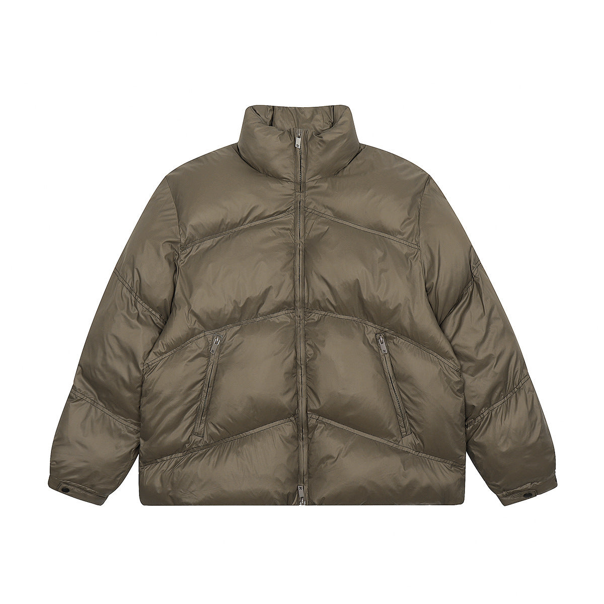 Metal Label Profile Bread Solid Color Stand Collar Velvet Cotton-padded Coat
