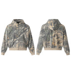 Printed Branches Camouflage Hooded Cardigan Sweater Coat