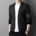 V-neck Plaid Sweater Dark Green
