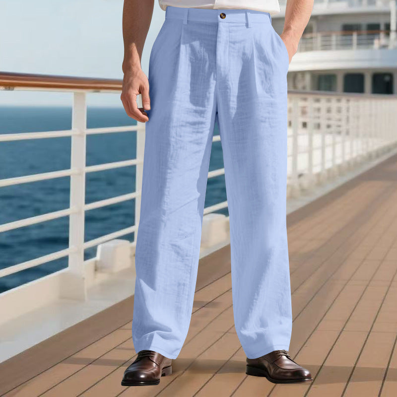 Loose Straight Business Pants Light Blue