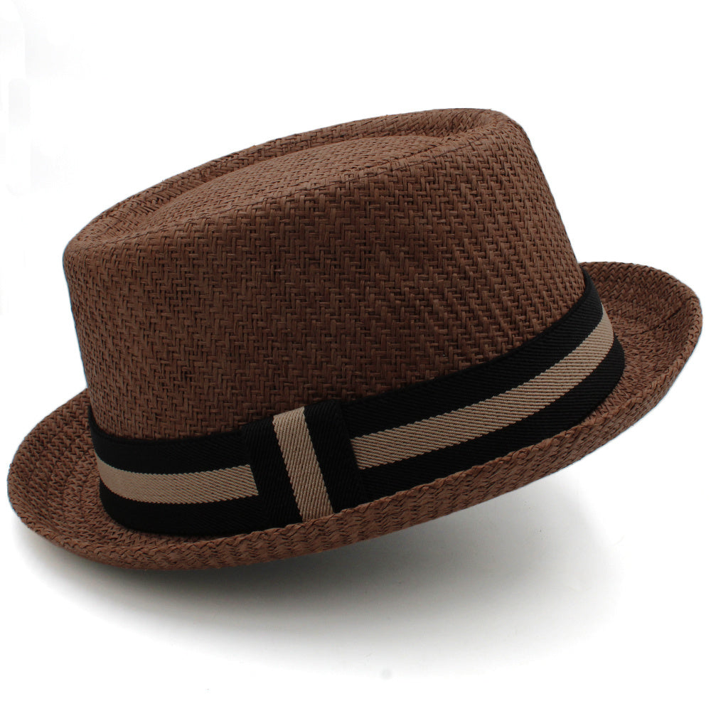 Retro Unisex Sun Shade Straw Hat Dark Brown M