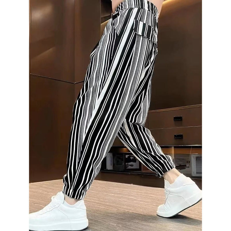 Thin Cropped High-grade Sense Ice Silk Pants