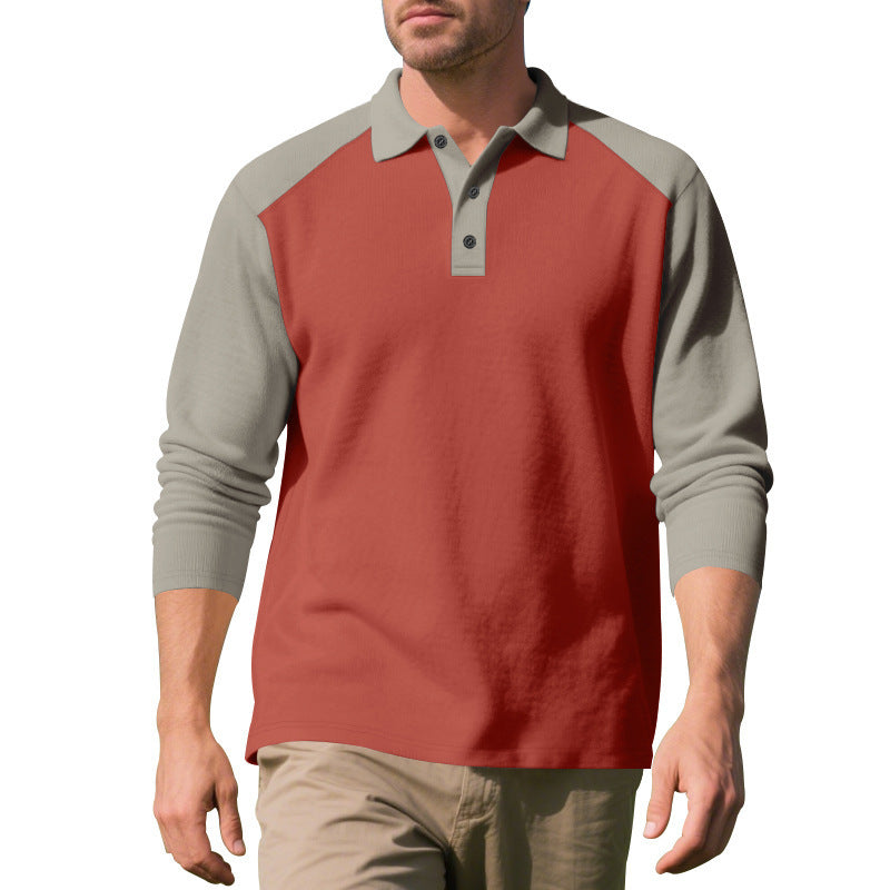 Long-sleeved T-shirt Bottoming Shirt Orange And Khaki Sleeves