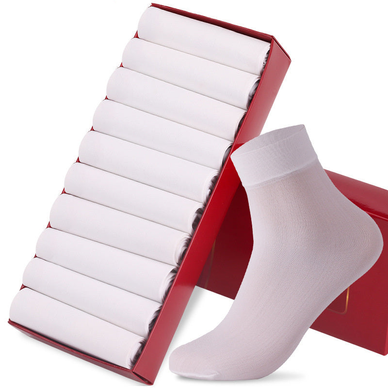 Mid-calf Length And Breathable Business Men Socks White Free Size