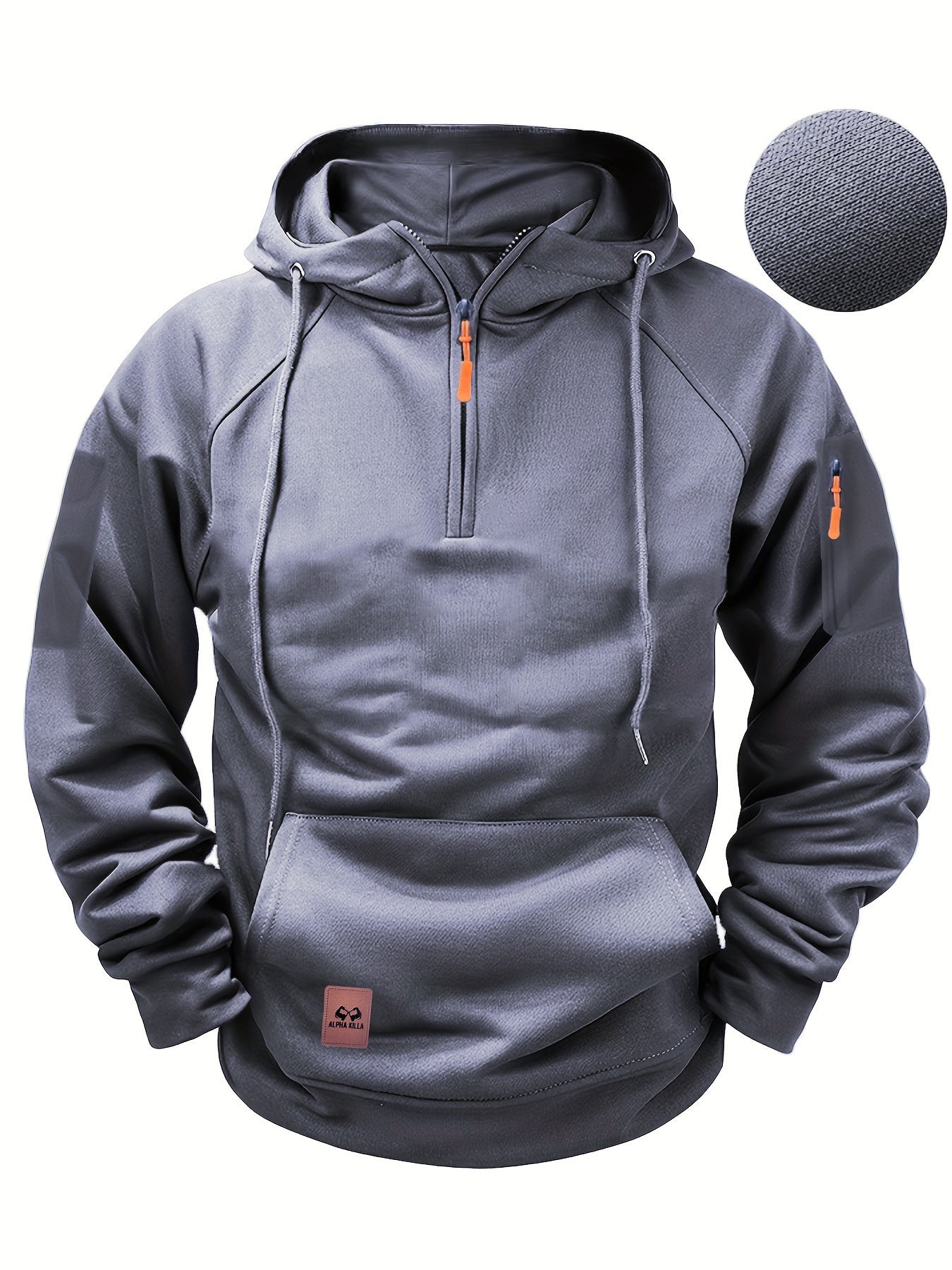 Zipper Multi-pocket Casual Sweatshirt Dark Gray