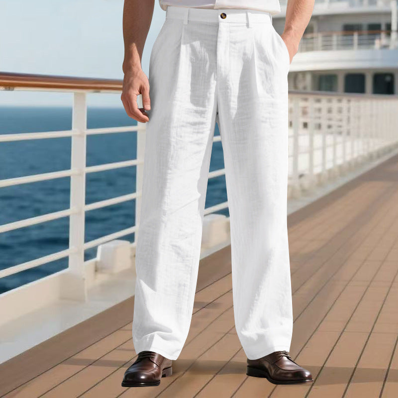 Loose Straight Business Pants White