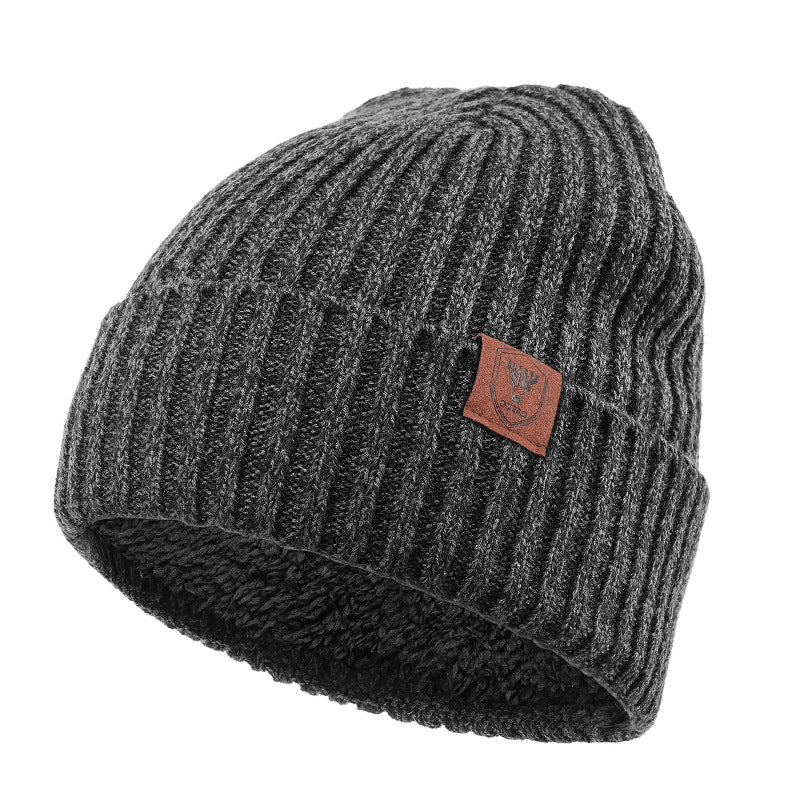 Big Head Circumference Warm Ear Protection Men's Woolen Cap Dark Gray Free Size