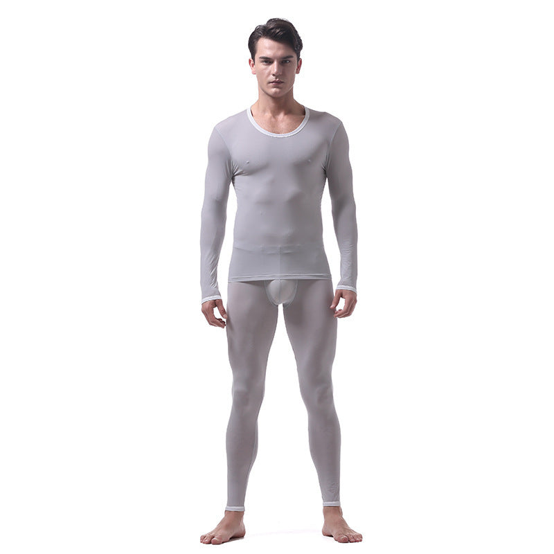 Ice Silk Thermal Underwear Suit Grey