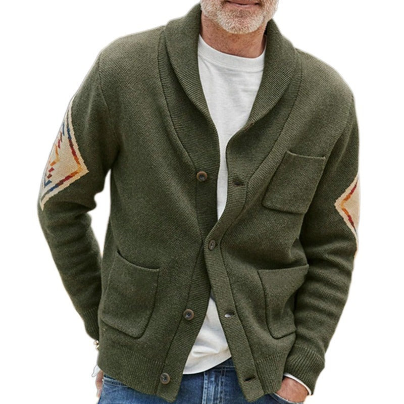 Jacquard Sweater Long-sleeved Thickened Cardigan Sweater Coat
