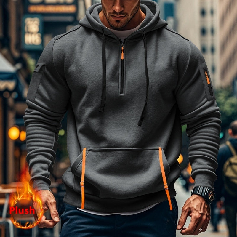 Casual Multi-zipper Arm Pocket Sweatshirt