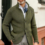 Long-sleeved Knitted Cardigan Stand Collar Sweater Army Green 1 piece