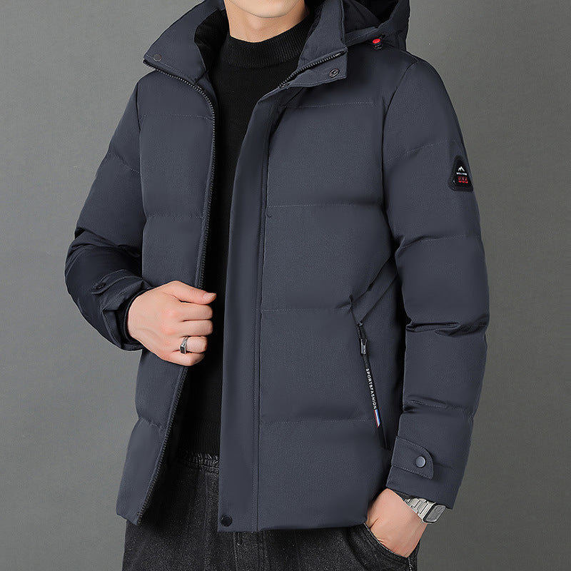 Men's Fashion Individual Casual Hooded Cotton Jacket Gray