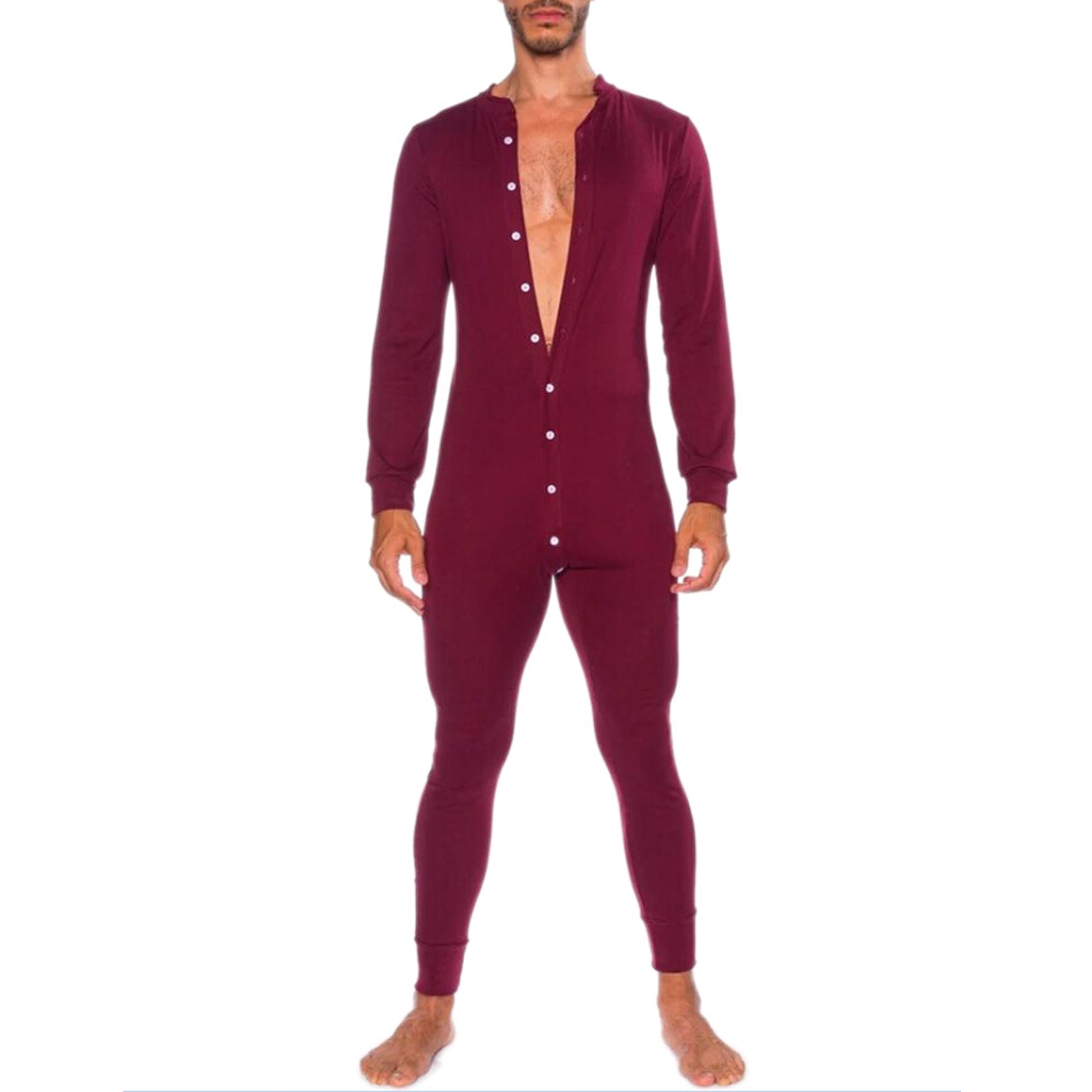Solid Color Fashion Slim Fit Button Jumpsuit Red