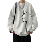 Cat Round Neck Long Sleeve Sweater