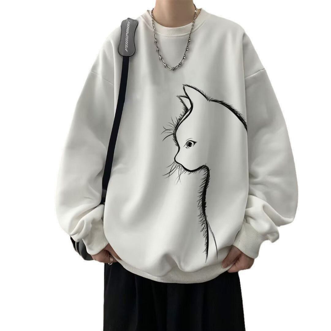 Cat Round Neck Long Sleeve Sweater