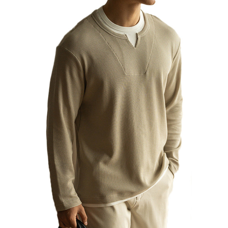 Three-dimensional Waffle Loose False Two Pieces Short Sweater