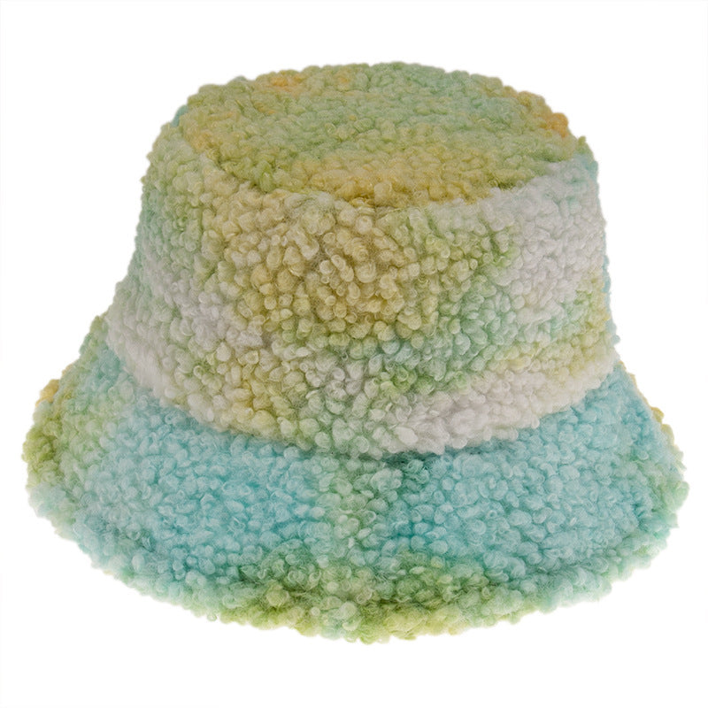 Warm And Cute Tie-dye Bucket Hat Green Adult 58cm