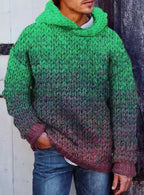 Acetate Fiber Heavy Classic Style Woven Hooded Sweater Green