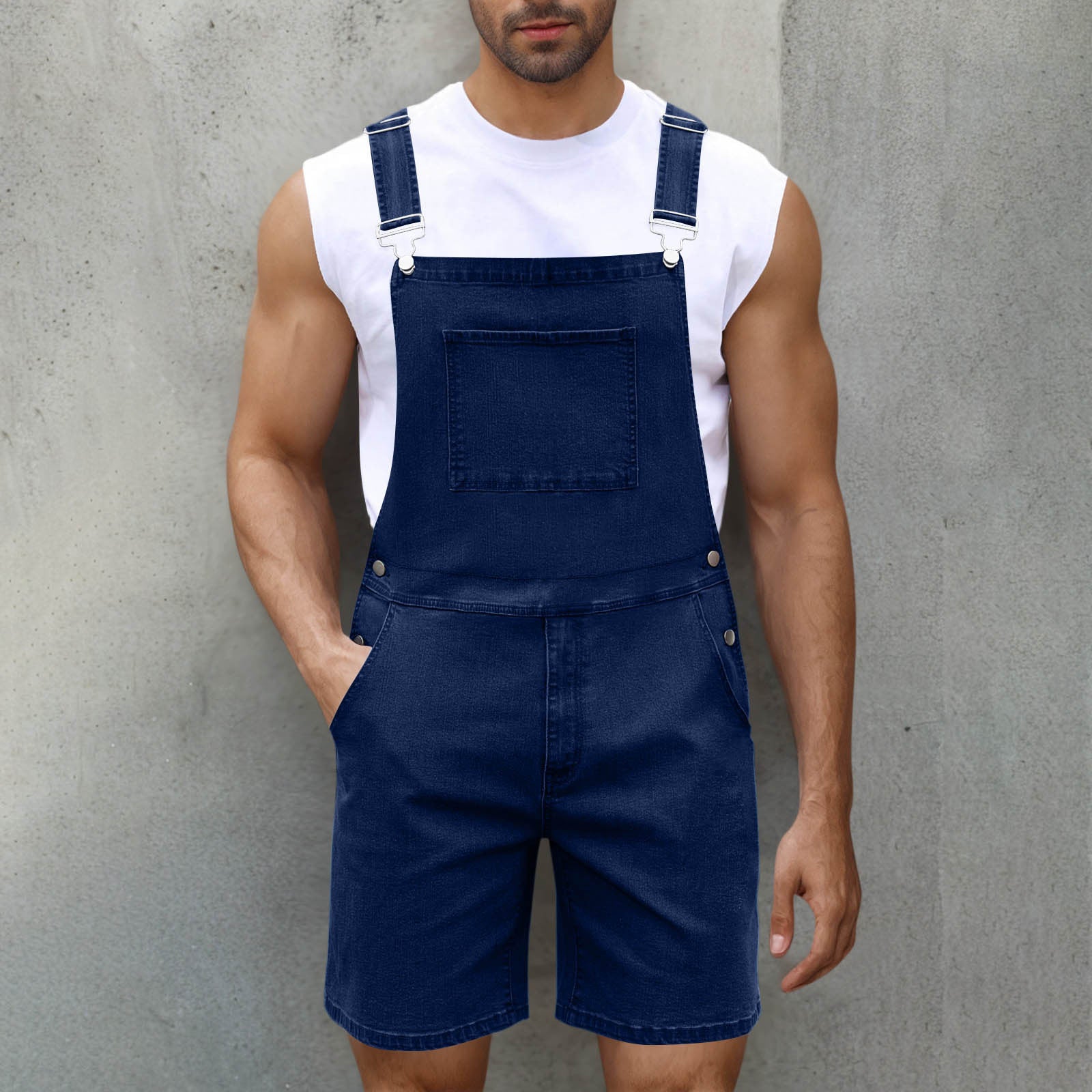 Light Luxury Denim Shorts Blue And Black