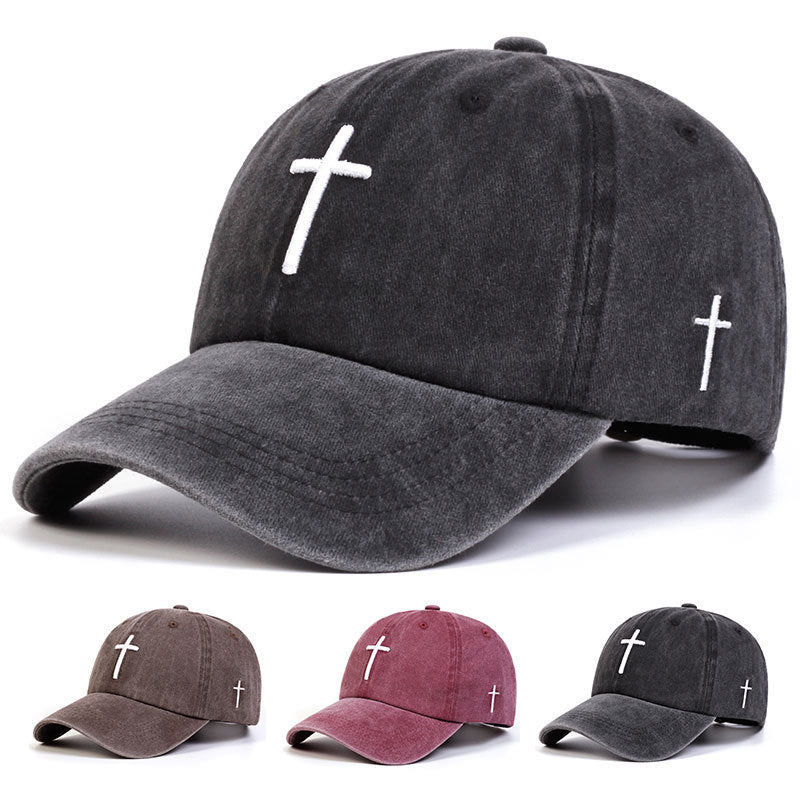 Embroidered Cross Casual Versatile Sun Hat