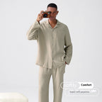 Woven Gauze Pajamas Thin Homewear Suit Light Gray