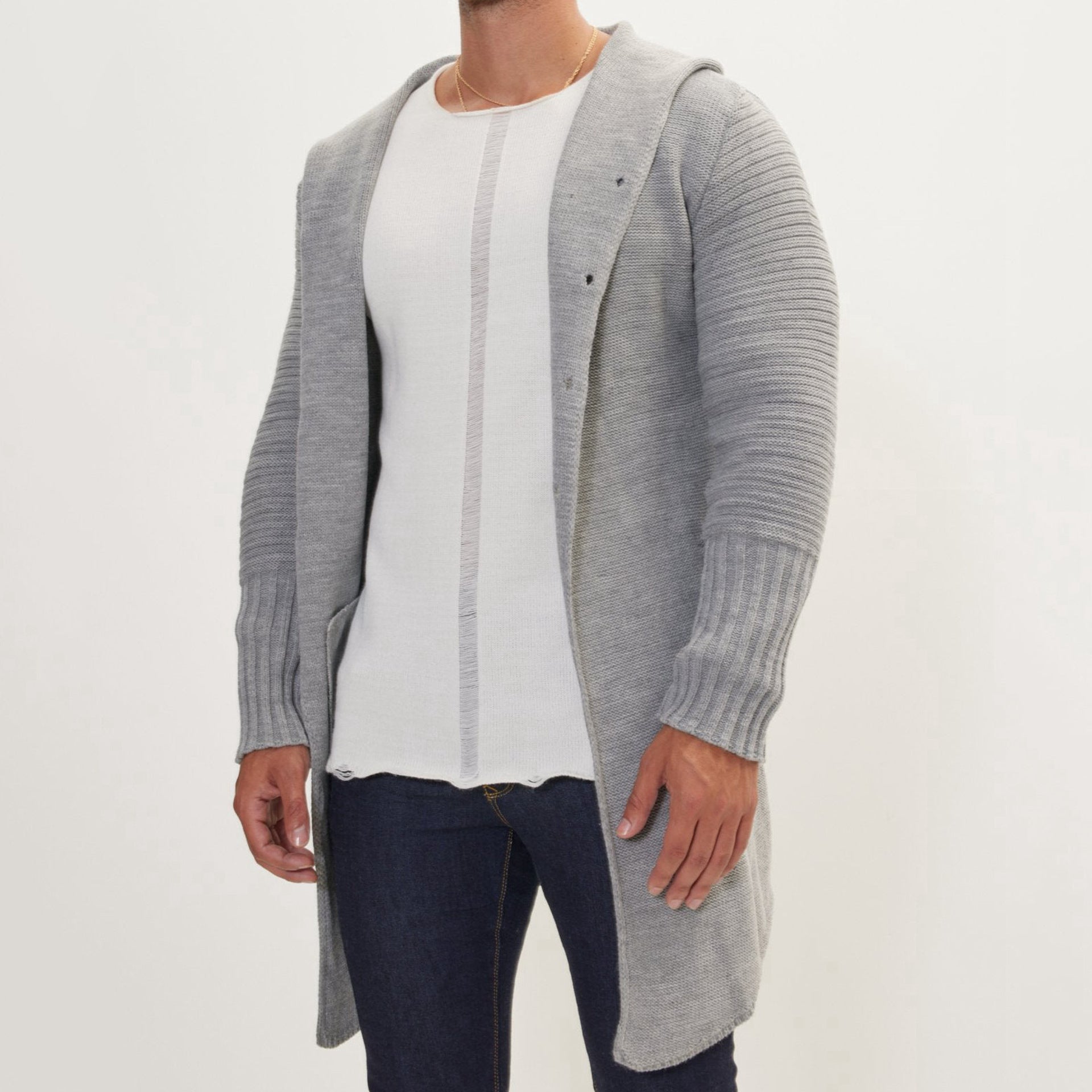 Mid-length Pocket Cardigan Sweater