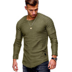 Slim Fit Round Neck Long Sleeves T-shirt Army Green